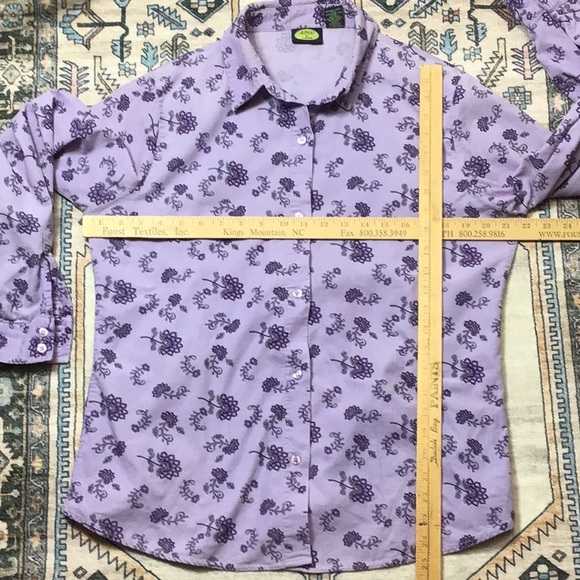 Corduroy Lavender Floral Soft Long Sleeve Blouse - Picture 5 of 8